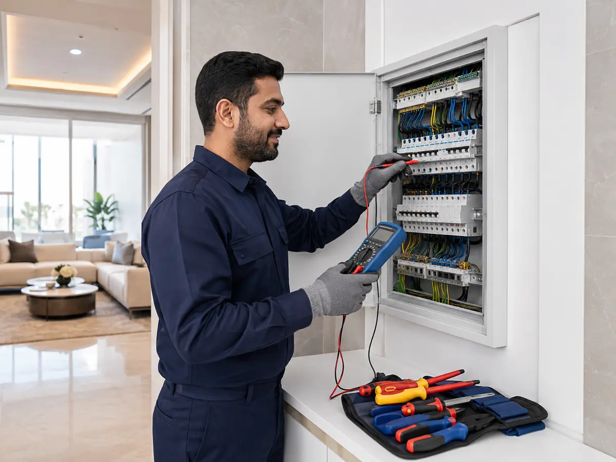 Onesfix electrician inspecting an electrical system